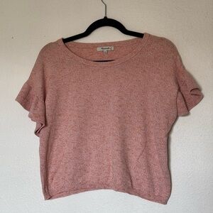 Madewell orange Ruffle Sleeve Knit Top XXS